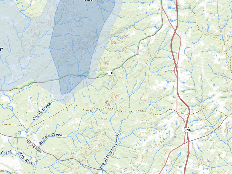 NEXRAD radar-signature map of the hail storm over Candor, NC on Aug 6, 2026