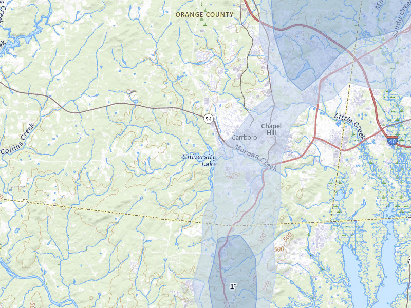 NEXRAD radar-signature map of the hail storm over Chapel Hill, NC on Jul 7, 2026