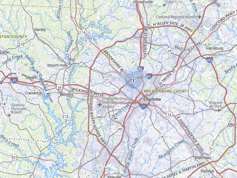 NEXRAD radar-signature map of the hail storm over Charlotte, NC on May 27, 2026