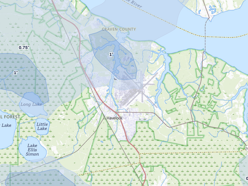NEXRAD radar-signature map of the hail storm over Cherry Point, NC on Jul 8, 2026