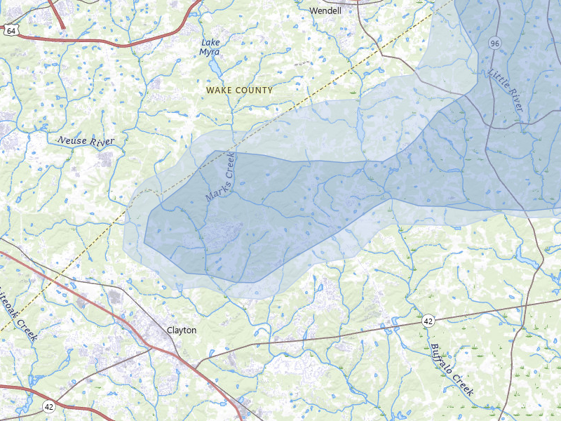 NEXRAD radar-signature map of the hail storm over Clayton, NC on Jun 27, 2026