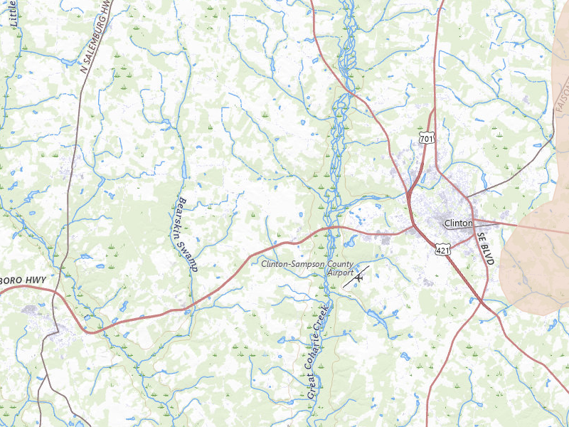 Radar-estimated hail-size map of the storm over Clinton, NC on Jul 5, 2026