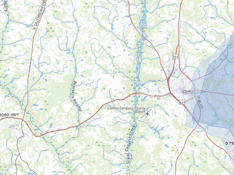 NEXRAD radar-signature map of the hail storm over Clinton, NC on Jul 5, 2026