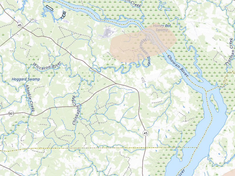 Radar-estimated hail-size map of the storm over Cofield, NC on Jun 11, 2026