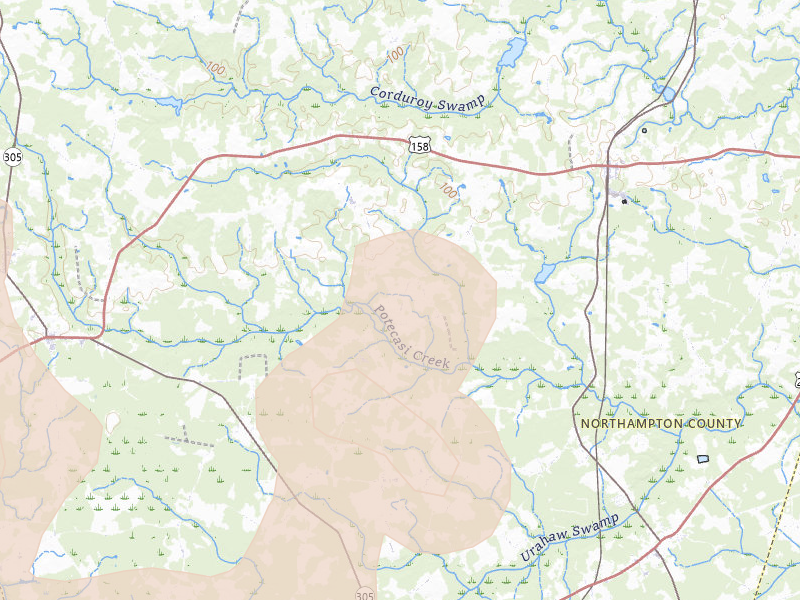 Radar-estimated hail-size map of the storm over Conway, NC on Sep 4, 2026