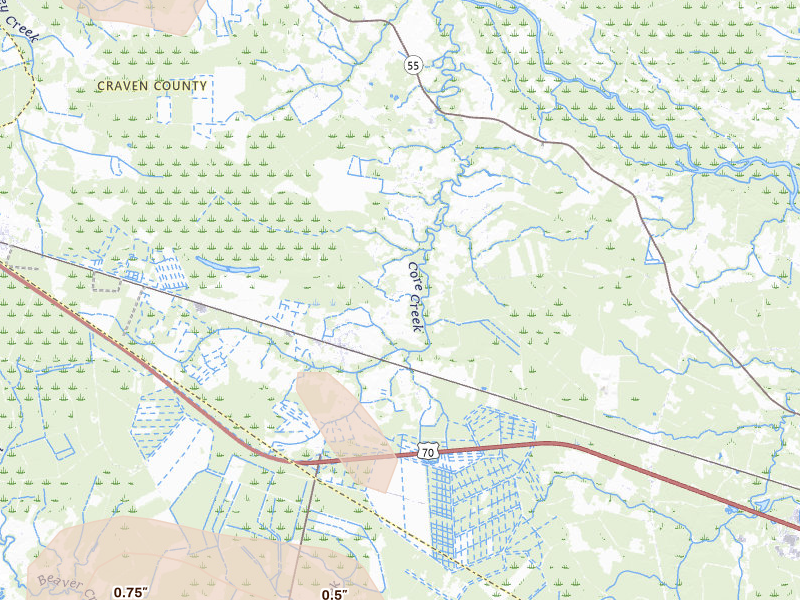 Radar-estimated hail-size map of the storm over Cove City, NC