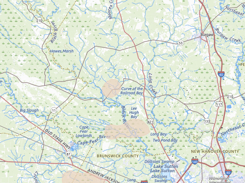 Radar-estimated hail-size map of the storm over Currie, NC on Aug 10, 2026