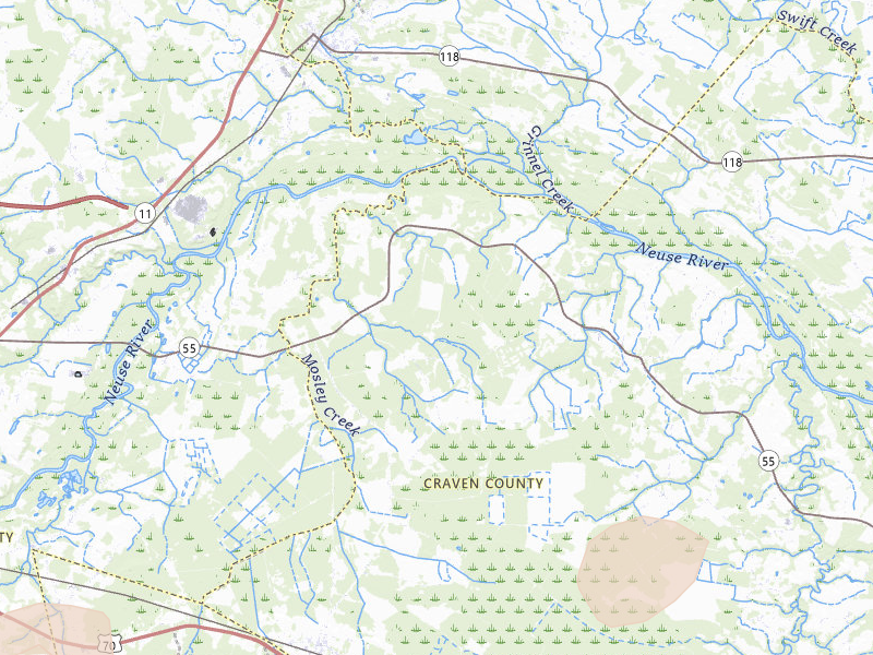 Radar-estimated hail-size map of the storm over Dover, NC on Jul 6, 2026