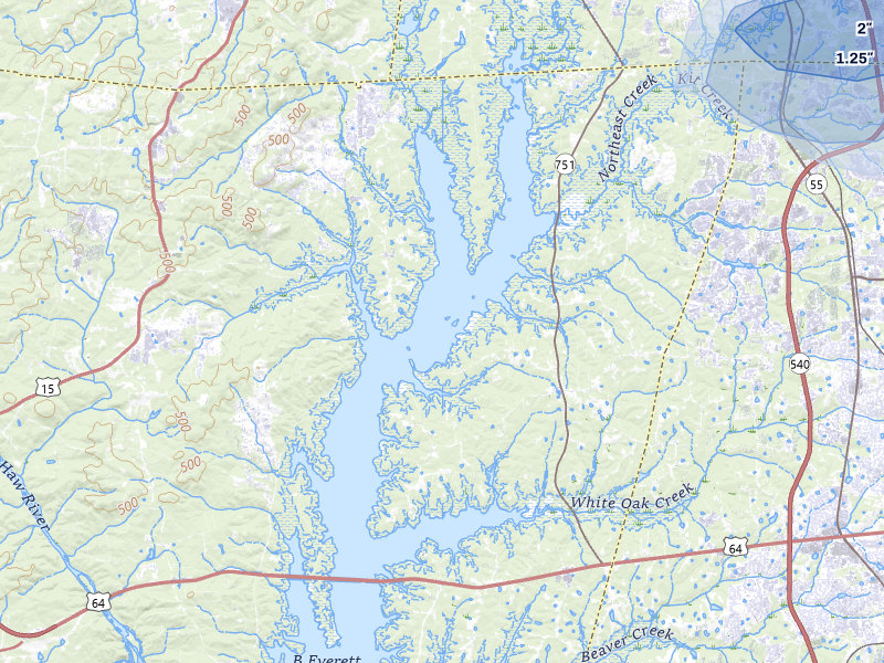 NEXRAD radar-signature map of the hail storm over Durham, NC on Jul 6, 2026