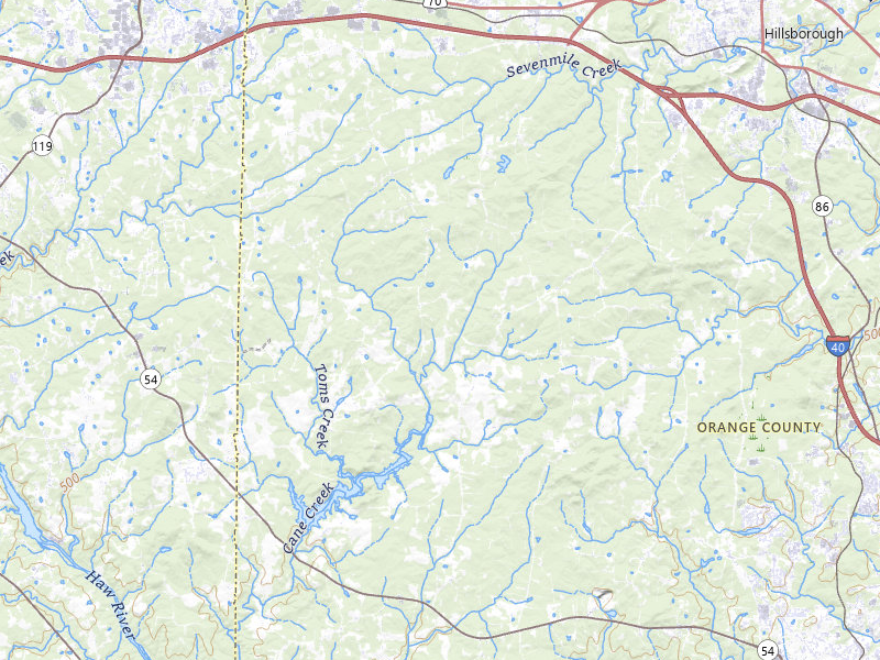 Radar-estimated hail-size map of the storm over Efland, NC on Jul 20, 2026