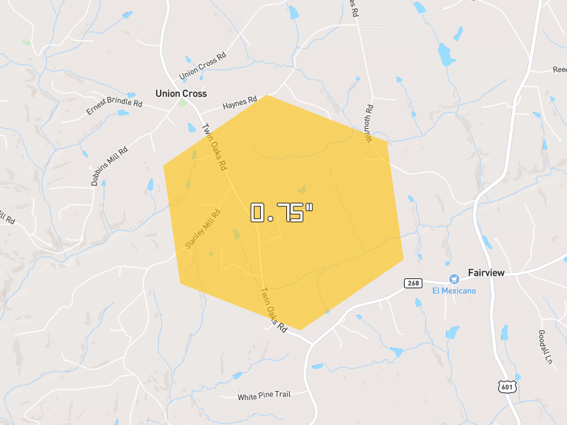 Hail map of Elkin, NC on Jul 4, 2026, hail up to 0.75"