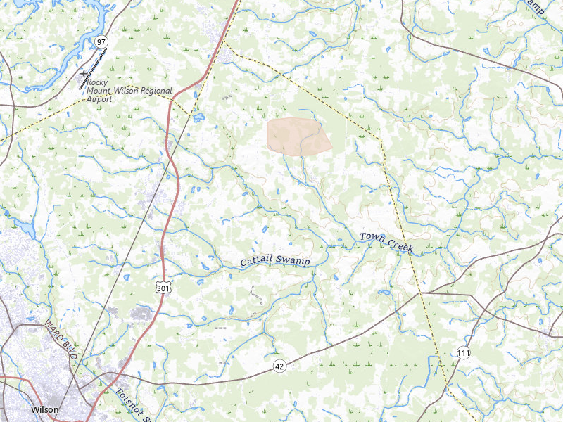 Radar-estimated hail-size map of the storm over Elm City, NC