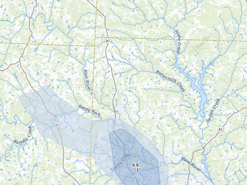 NEXRAD radar-signature map of the hail storm over Elon, NC on Aug 17, 2026