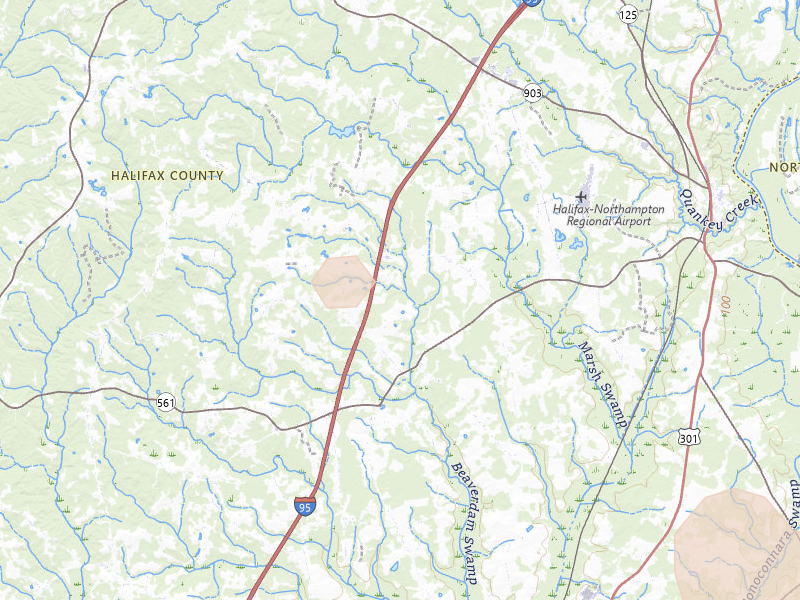Radar-estimated hail-size map of the storm over Enfield, NC on Jul 6, 2026