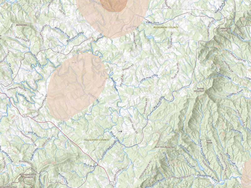 Radar-estimated hail-size map of the storm over Ennice, NC