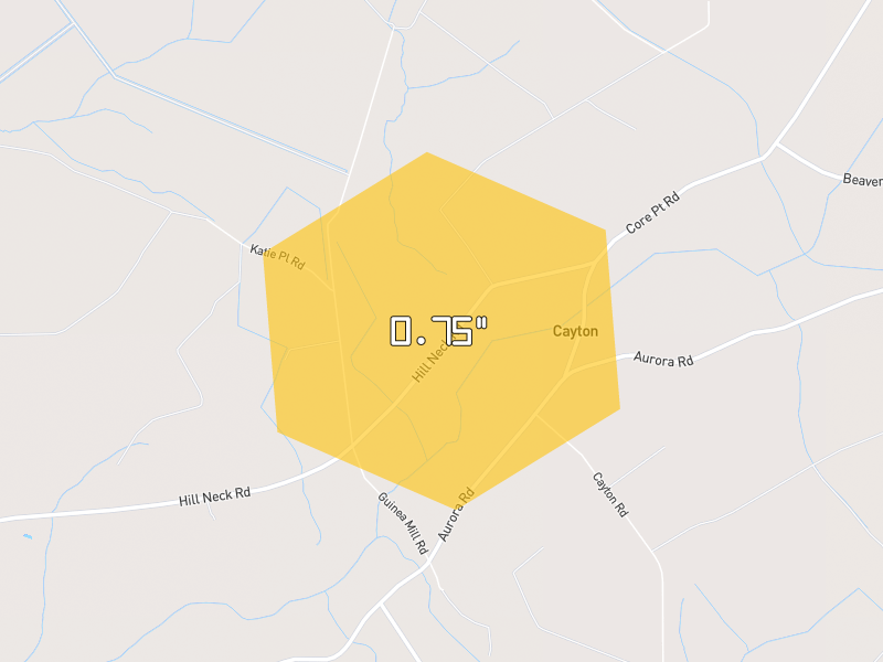 Hail map of Ernul, NC on Jun 28, 2026, hail up to 0.75"