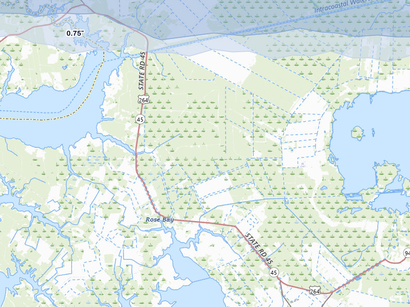NEXRAD radar-signature map of the hail storm over Fairfield, NC on Jul 7, 2026
