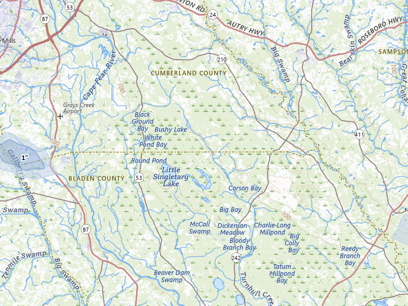 NEXRAD radar-signature map of the hail storm over Fayetteville, NC on Jul 28, 2026
