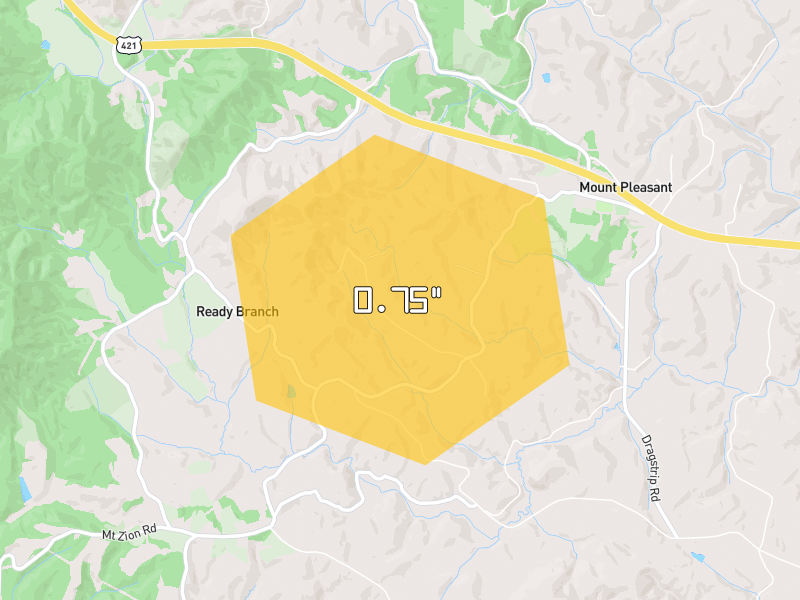 Hail map of Ferguson, NC on Jul 28, 2026, hail up to 0.75"