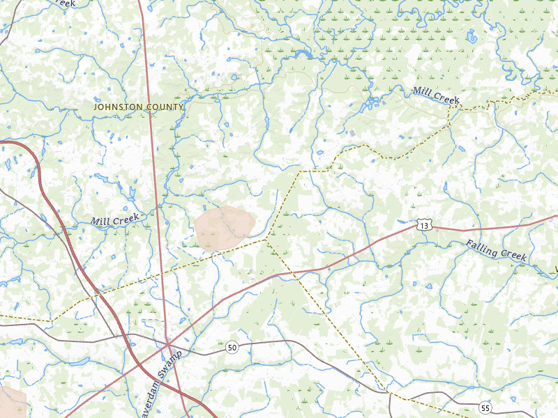 Radar-estimated hail-size map of the storm over Four Oaks, NC on Jul 8, 2026