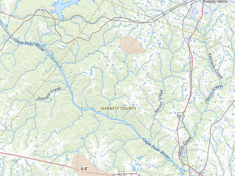 Radar-estimated hail-size map of the storm over Fuquay Varina, NC on Aug 11, 2026