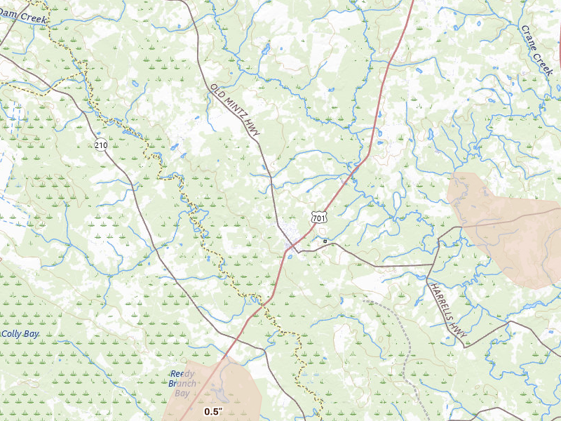 Radar-estimated hail-size map of the storm over Garland, NC on Jul 5, 2026