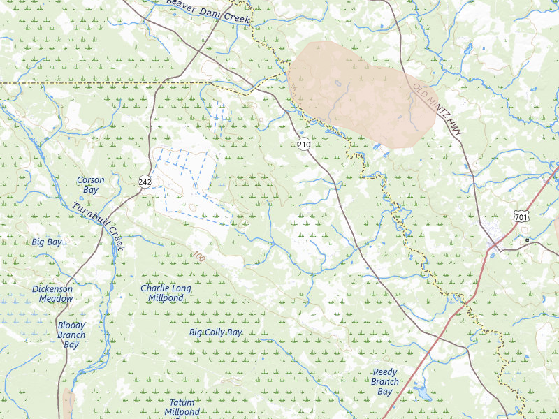Radar-estimated hail-size map of the storm over Garland, NC on Aug 11, 2026