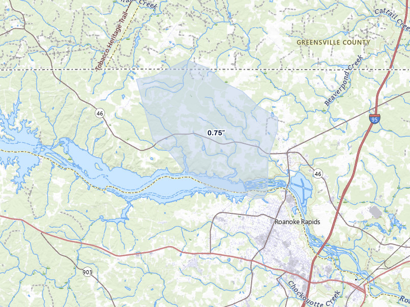 NEXRAD radar-signature map of the hail storm over Gaston, NC on May 27, 2026