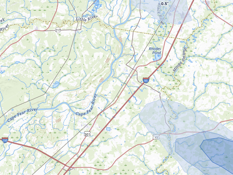 NEXRAD radar-signature map of the hail storm over Godwin, NC on Jul 7, 2026
