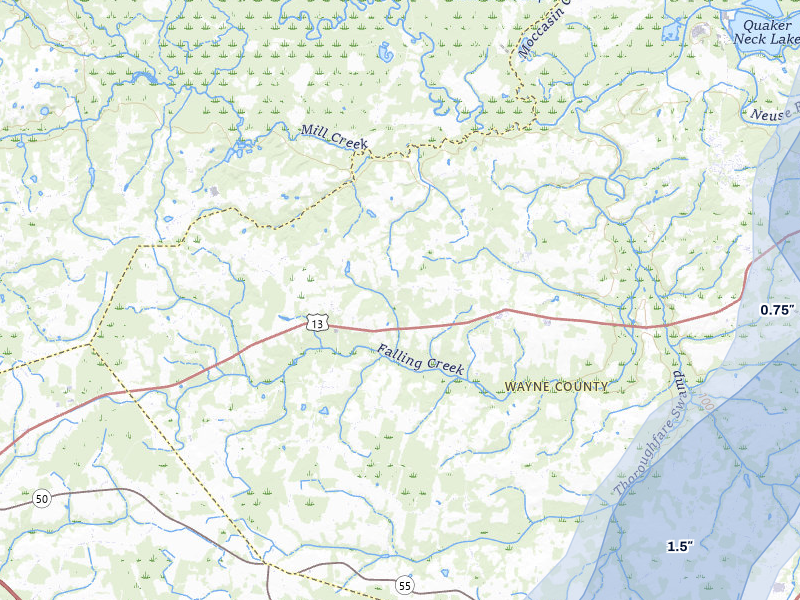 NEXRAD radar-signature map of the hail over Goldsboro, NC