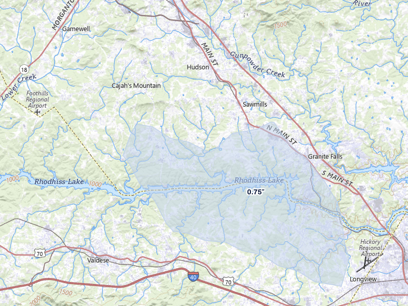 NEXRAD radar-signature map of the hail storm over Granite Falls, NC on Aug 11, 2026