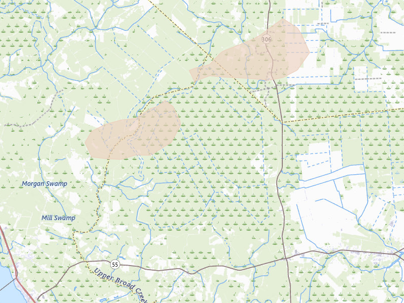 Radar-estimated hail-size map of the storm over Grantsboro, NC on Jun 14, 2026