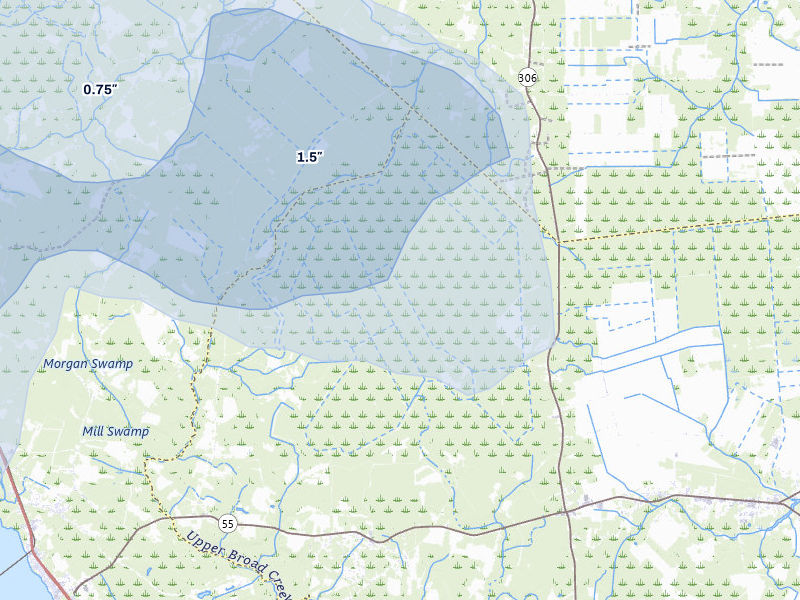 NEXRAD radar-signature map of the hail storm over Grantsboro, NC on Jun 27, 2026