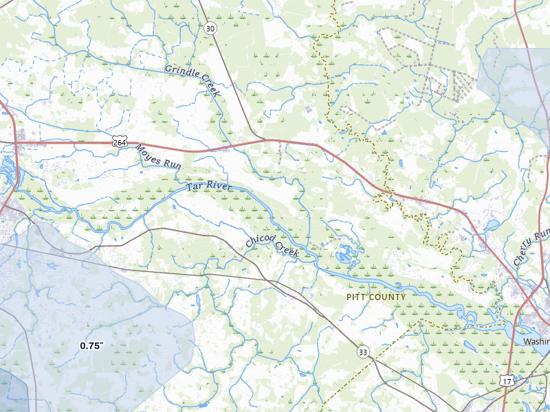 NEXRAD radar-signature map of the hail storm over Greenville, NC on Aug 10, 2026