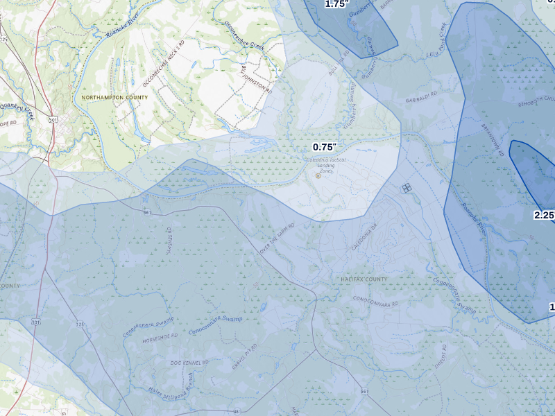 NEXRAD radar-signature map of the hail storm over Halifax, NC on Sep 4, 2026