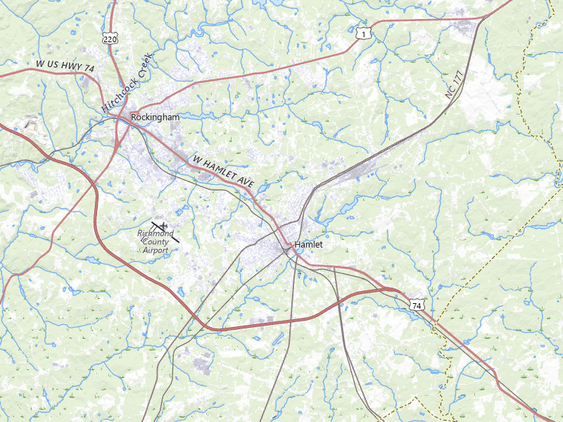 Radar-estimated hail-size map of the storm over Hamlet, NC on Jul 6, 2026