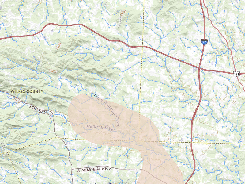 Radar-estimated hail-size map of the storm over Hamptonville, NC on Aug 17, 2026