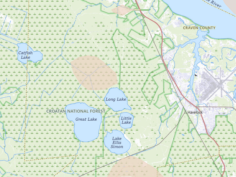 Radar-estimated hail-size map of the storm over Havelock, NC on Jul 8, 2026