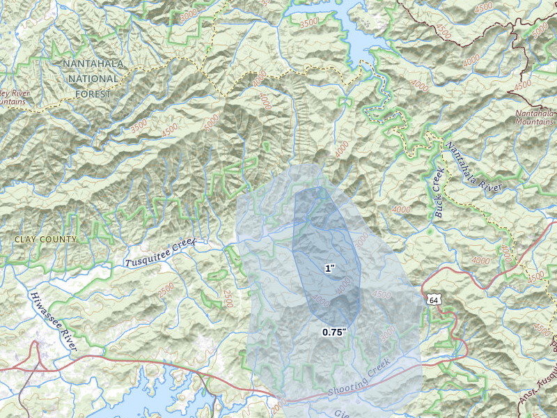 NEXRAD radar-signature map of the hail storm over Hayesville, NC on Jun 30, 2026
