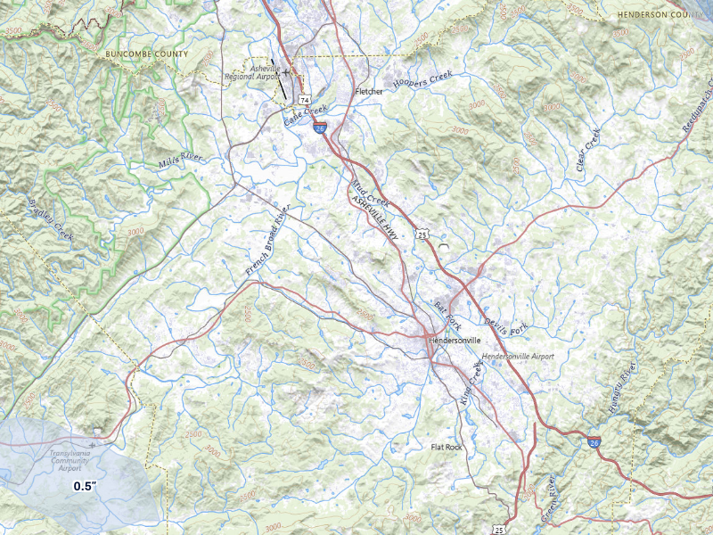 NEXRAD radar-signature map of the hail storm over Hendersonville, NC on Sep 5, 2026