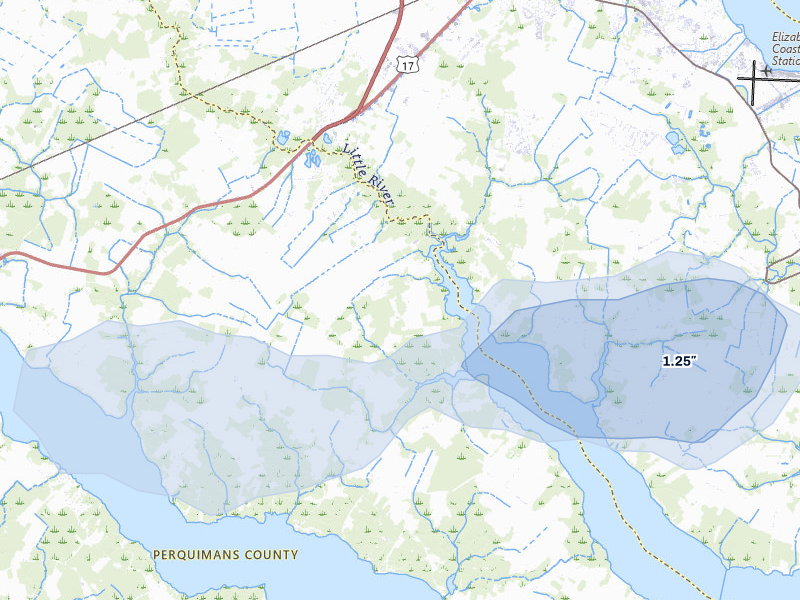 NEXRAD radar-signature map of the hail storm over Hertford, NC on Aug 10, 2026