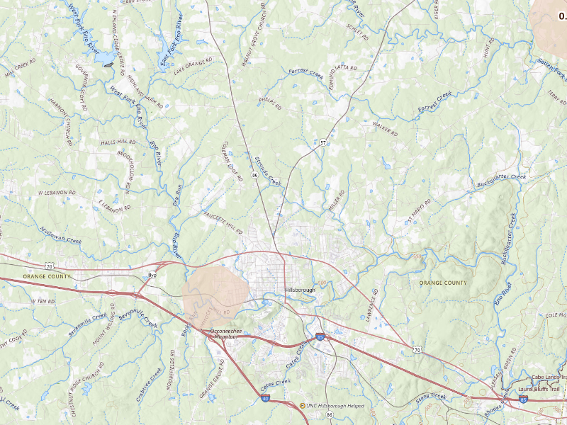 Radar-estimated hail-size map of the storm over Hillsborough, NC