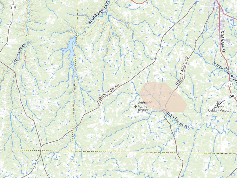 Radar-estimated hail-size map of the storm over Hurdle Mills, NC on Sep 5, 2026