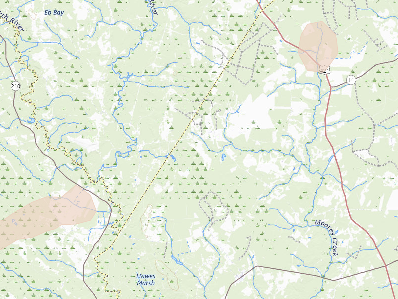 Radar-estimated hail-size map of the storm over Ivanhoe, NC on Jul 20, 2026