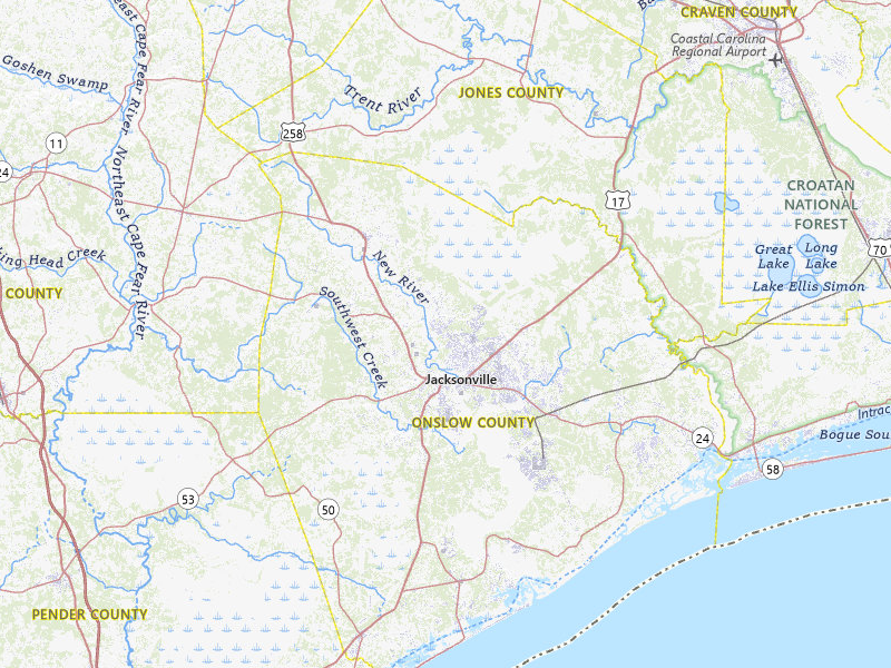 NEXRAD radar-signature map of the hail storm over Jacksonville, NC on Jun 26, 2026