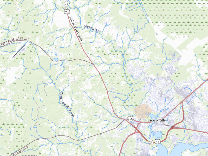 Radar-estimated hail-size map of the storm over Jacksonville, NC on Jul 8, 2026