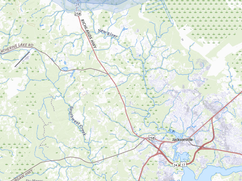 NEXRAD radar-signature map of the hail storm over Jacksonville, NC on Jul 10, 2026