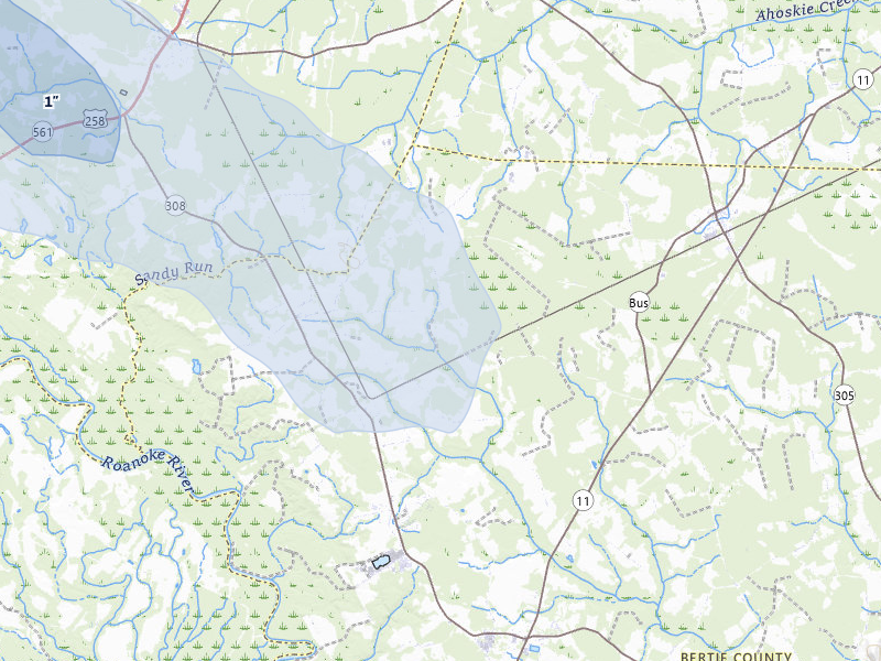 NEXRAD radar-signature map of the hail storm over Kelford, NC on Jul 8, 2026