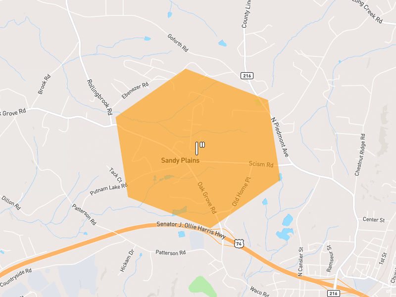 Hail map of Kings Mountain, NC on Jun 1, 2026, hail up to 1"