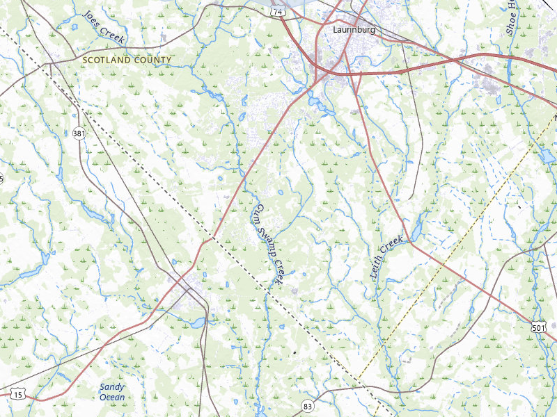 NEXRAD radar-signature map of the hail storm over Laurinburg, NC on Jul 5, 2026